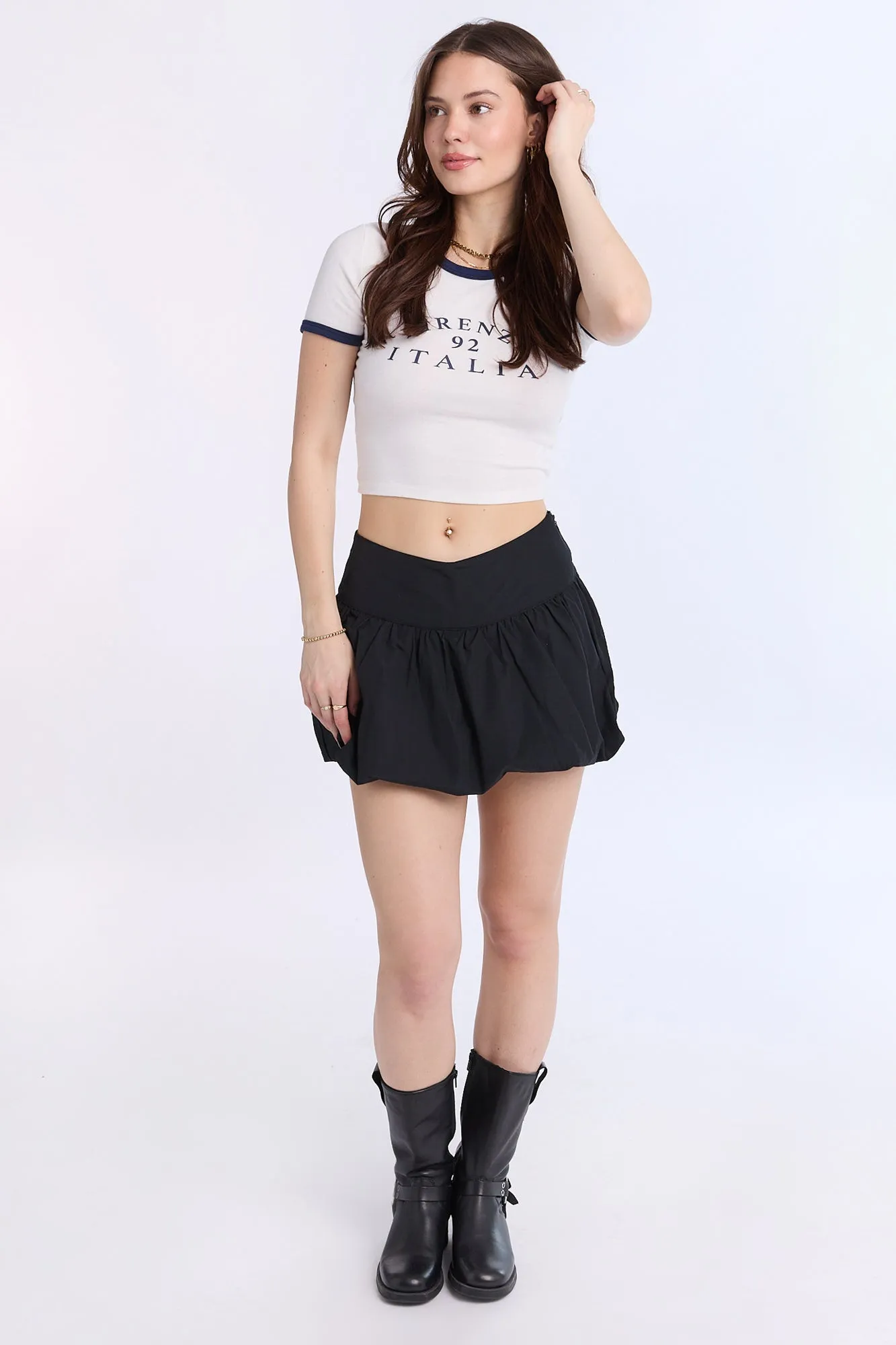 AERO Ribbed Knit Graphic Ringer Baby Tee
