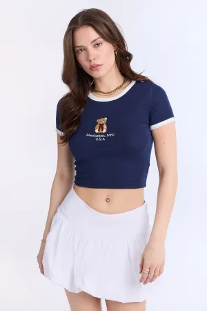 AERO Ribbed Knit Graphic Ringer Baby Tee