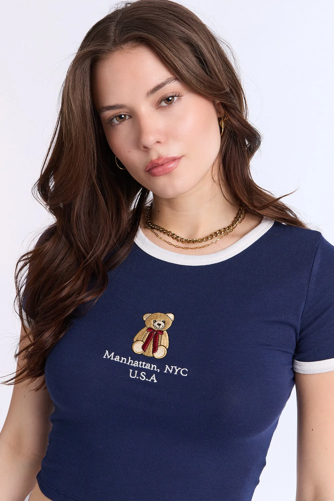 AERO Ribbed Knit Graphic Ringer Baby Tee