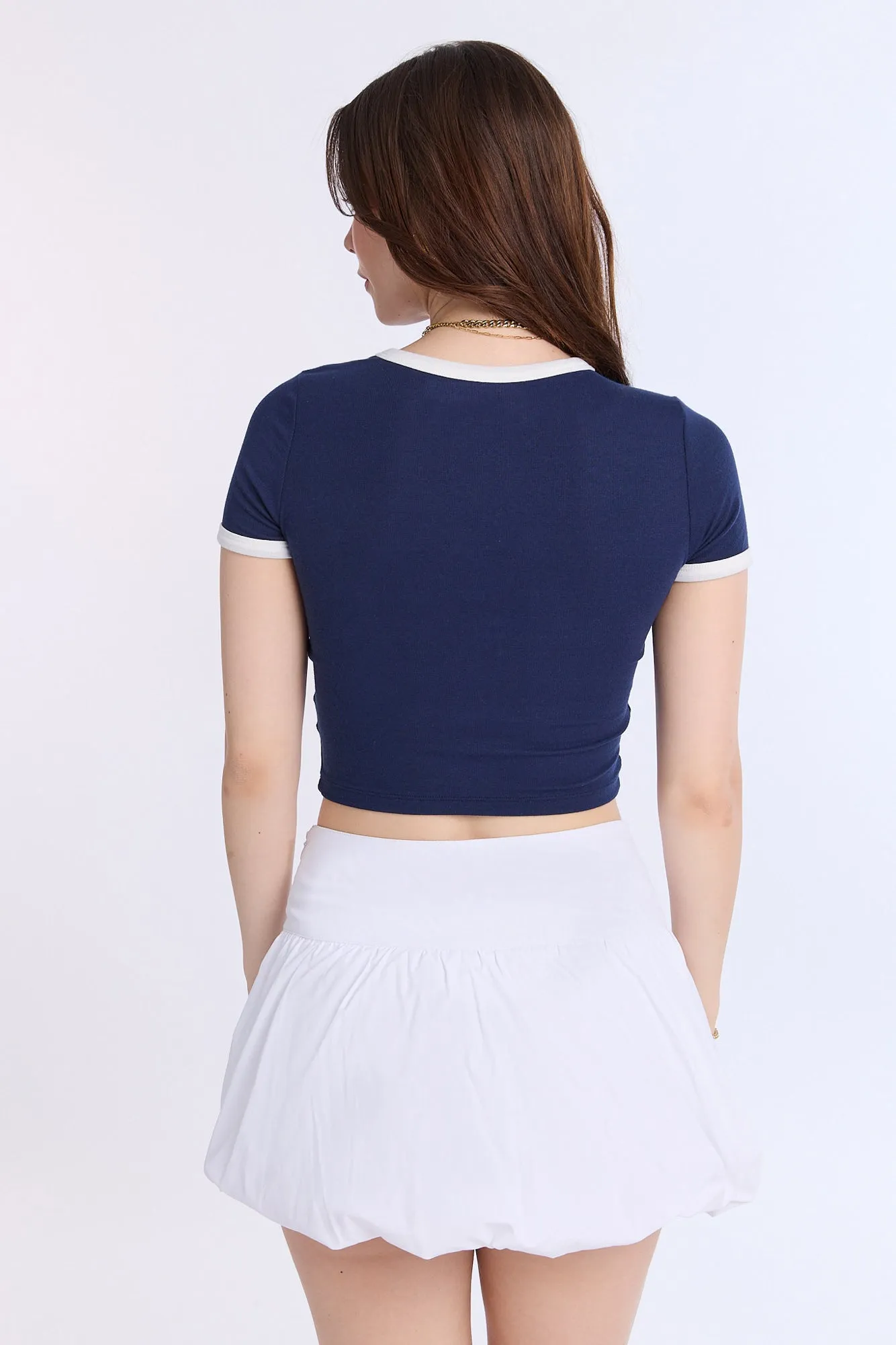 AERO Ribbed Knit Graphic Ringer Baby Tee