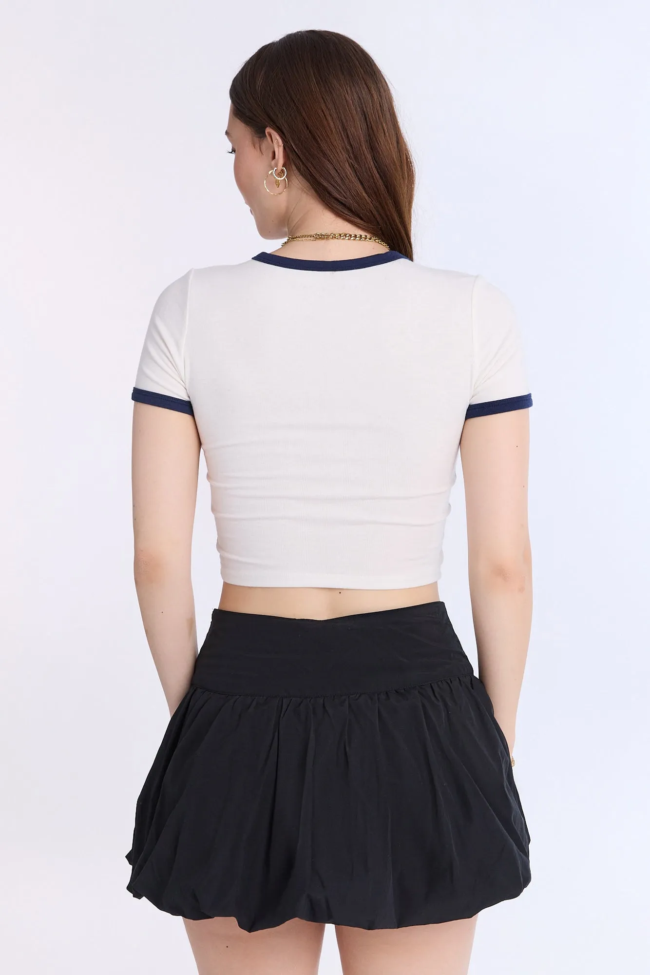 AERO Ribbed Knit Graphic Ringer Baby Tee
