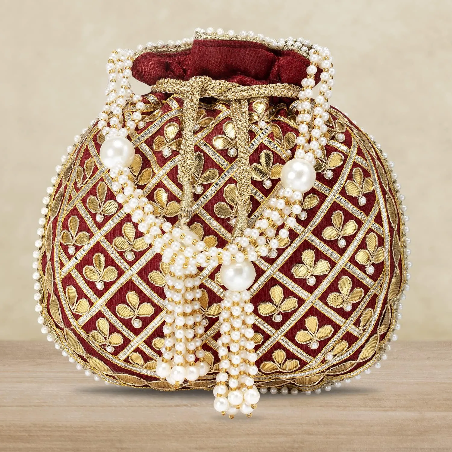 Aheli Embroidered Potli Bag Gift for Women Handmade Ethnic Purse Evening Handbags Stylish Bridal Fashion Clutch Bag