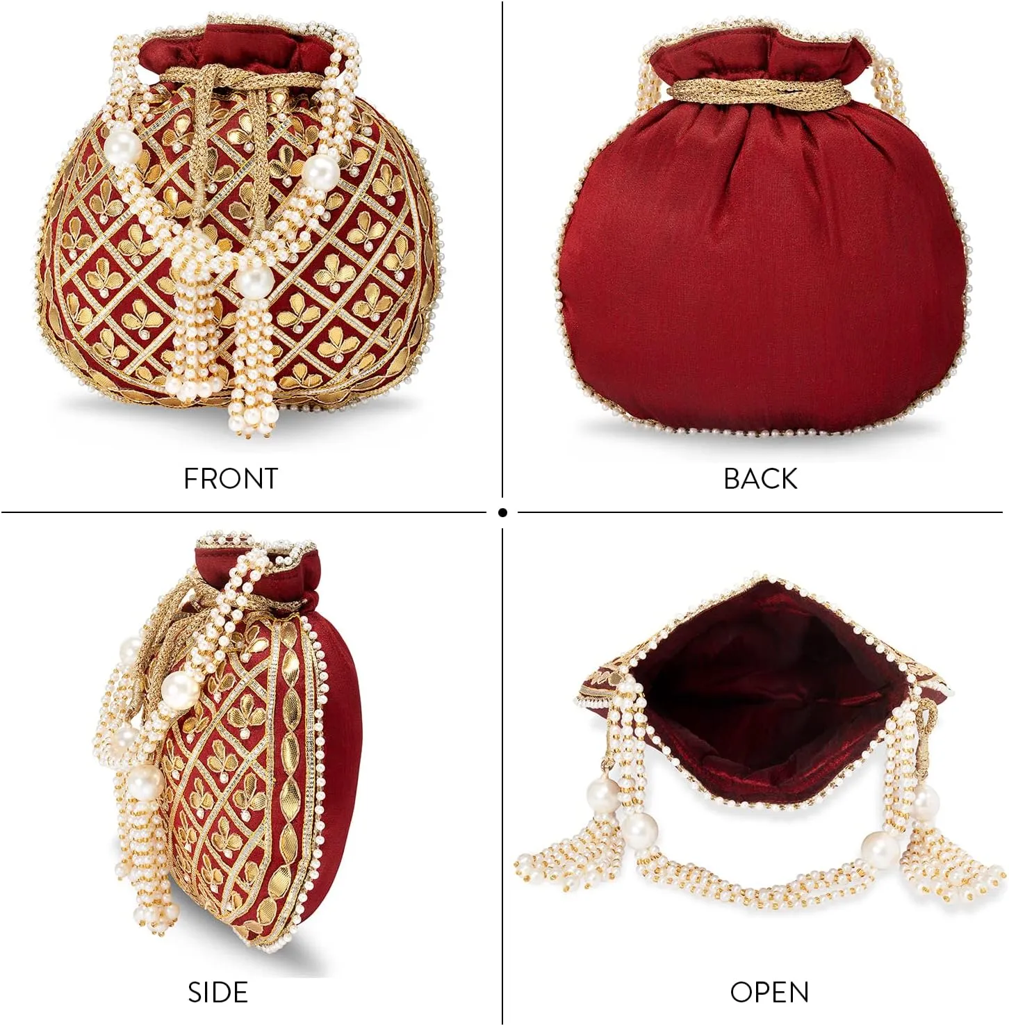 Aheli Embroidered Potli Bag Gift for Women Handmade Ethnic Purse Evening Handbags Stylish Bridal Fashion Clutch Bag