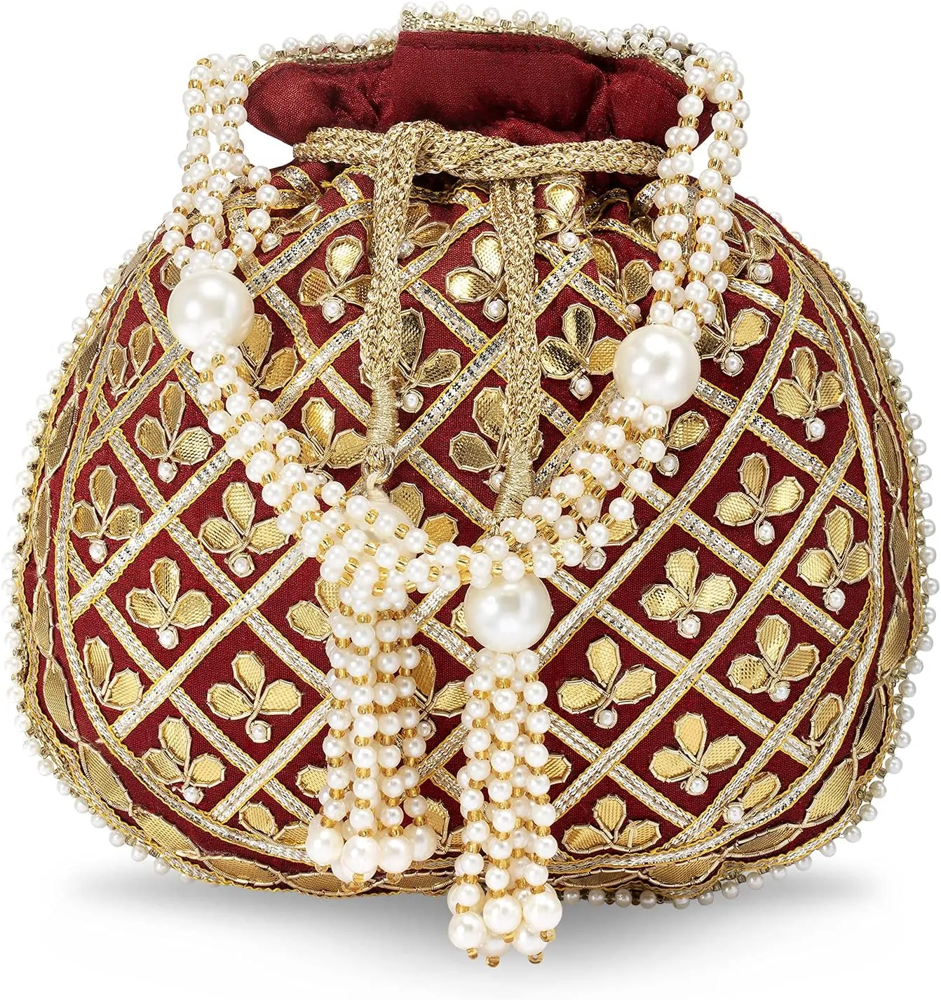 Aheli Embroidered Potli Bag Gift for Women Handmade Ethnic Purse Evening Handbags Stylish Bridal Fashion Clutch Bag