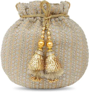 Aheli Embroidered Potli Bag Gift for Women Handmade Ethnic Purse Evening Handbags Stylish Bridal Fashion Clutch Bag