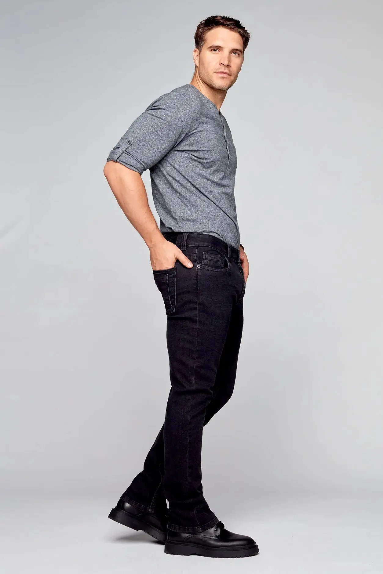 ALLAN (3011 Series) - Classic 5 Pocket Bootcut Jean - Black Denim