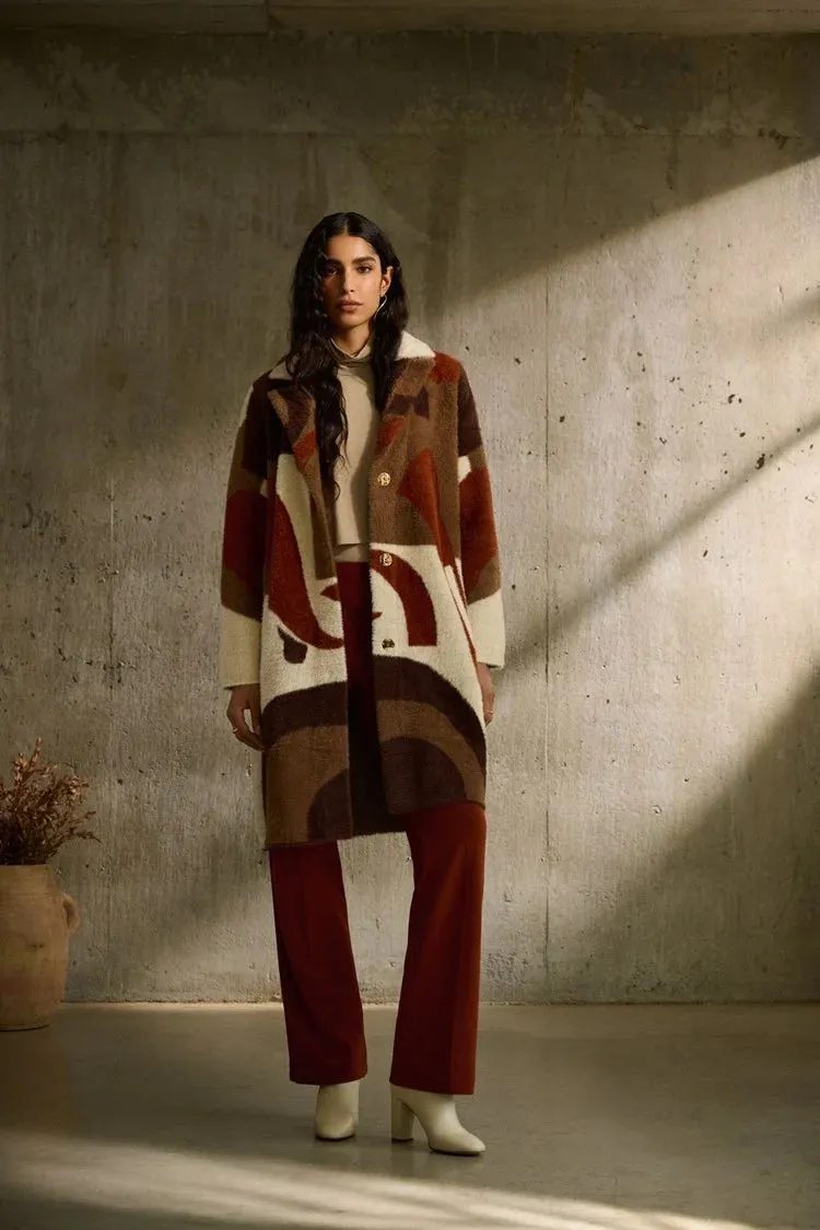 Avianna Abstract Print Feather Yarn Sweater Coat - Joseph Ribkoff 243928