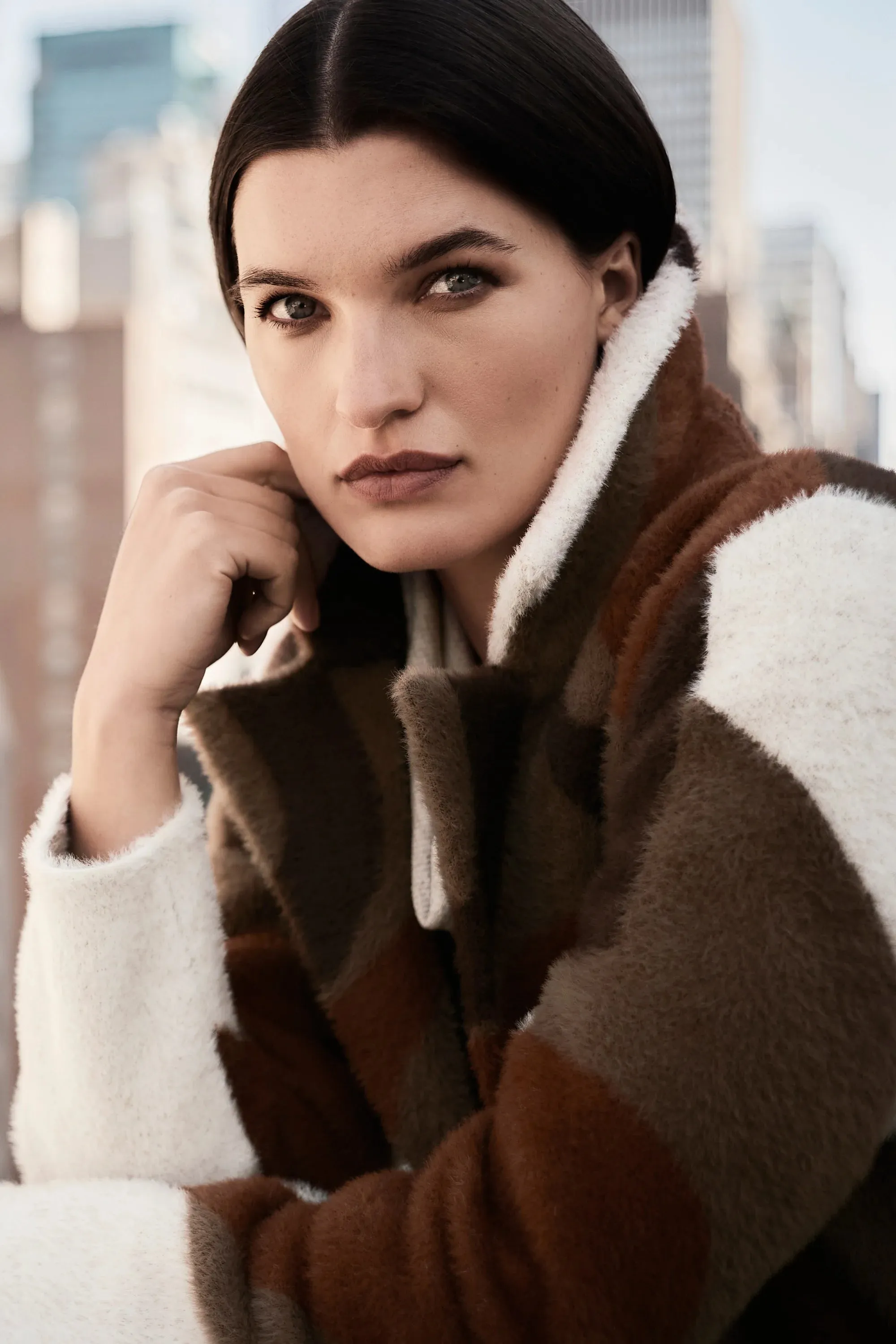 Avianna Abstract Print Feather Yarn Sweater Coat - Joseph Ribkoff 243928