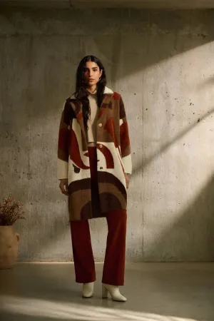 Avianna Abstract Print Feather Yarn Sweater Coat - Joseph Ribkoff 243928