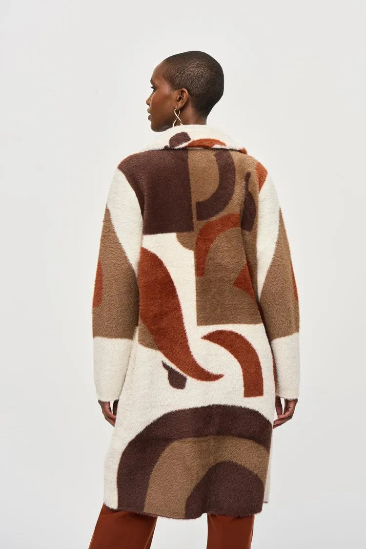 Avianna Abstract Print Feather Yarn Sweater Coat - Joseph Ribkoff 243928