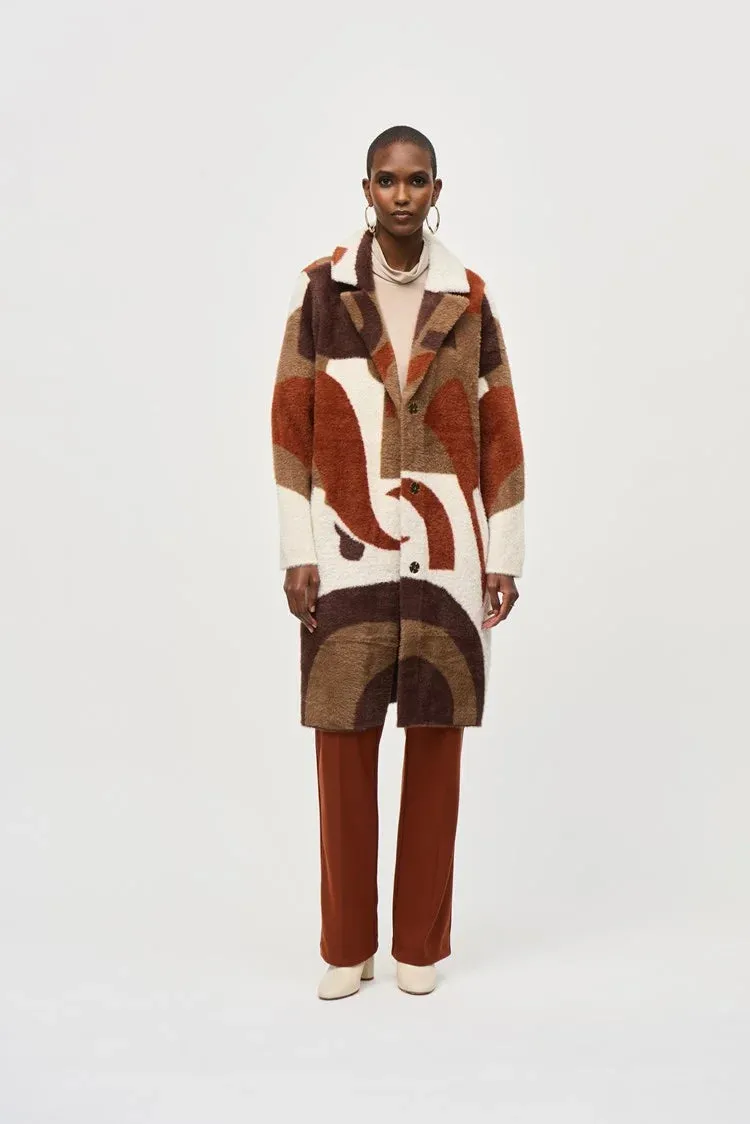 Avianna Abstract Print Feather Yarn Sweater Coat - Joseph Ribkoff 243928