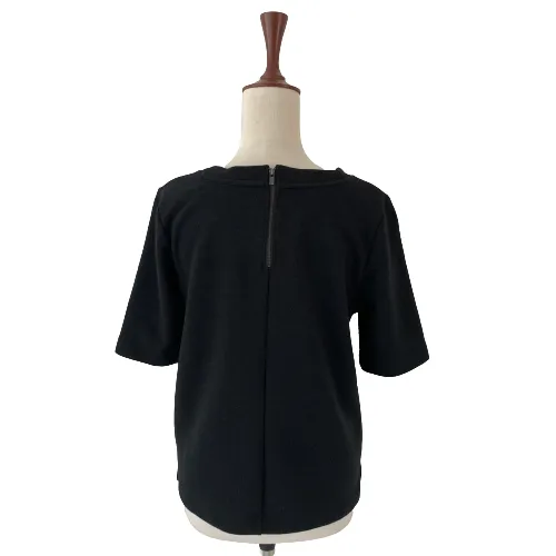 Banana Republic Black Rhinestone Brooch Knit Top
