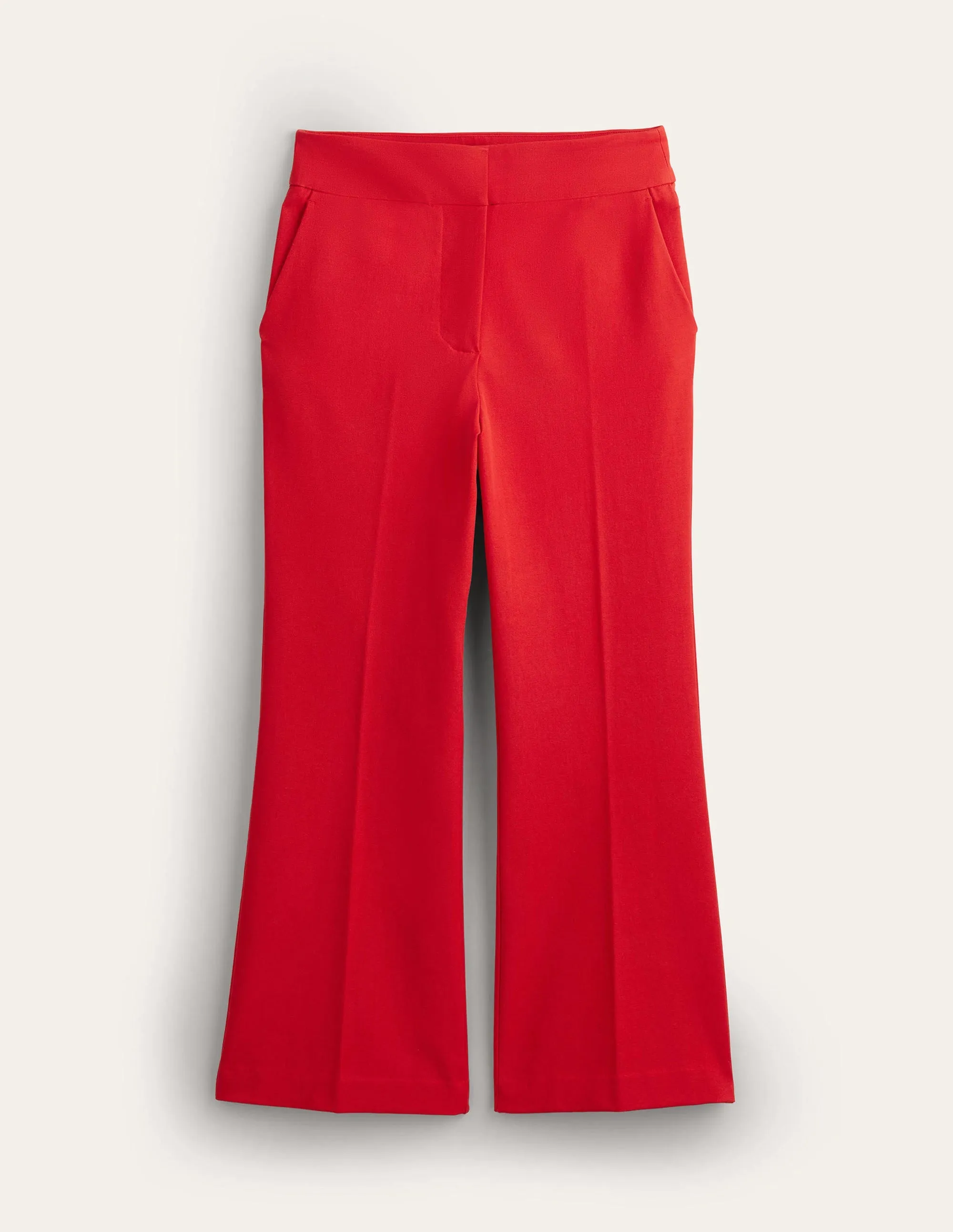 Bi-Stretch Crop Flare Trousers-Pillarbox Red