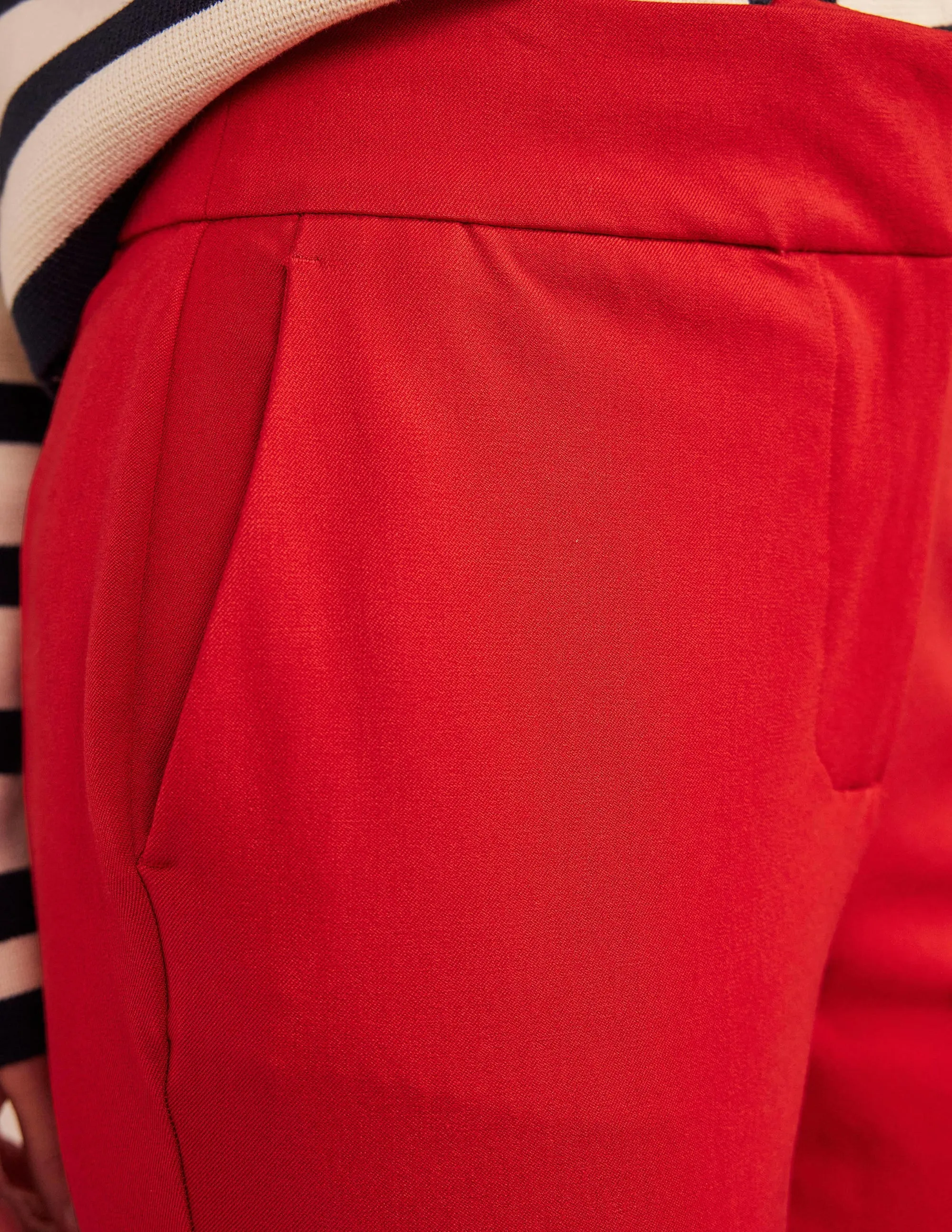 Bi-Stretch Crop Flare Trousers-Pillarbox Red