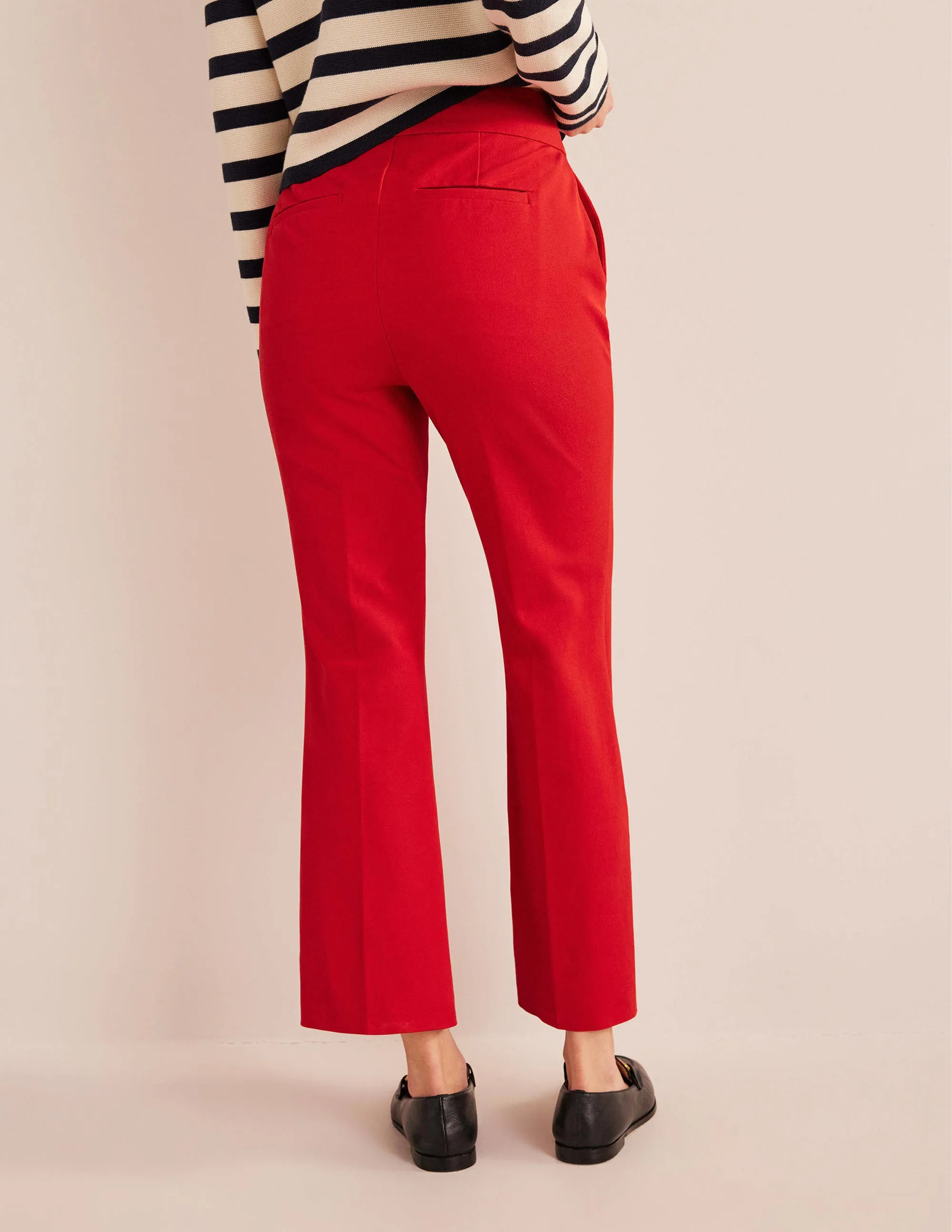 Bi-Stretch Crop Flare Trousers-Pillarbox Red