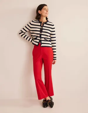 Bi-Stretch Crop Flare Trousers-Pillarbox Red