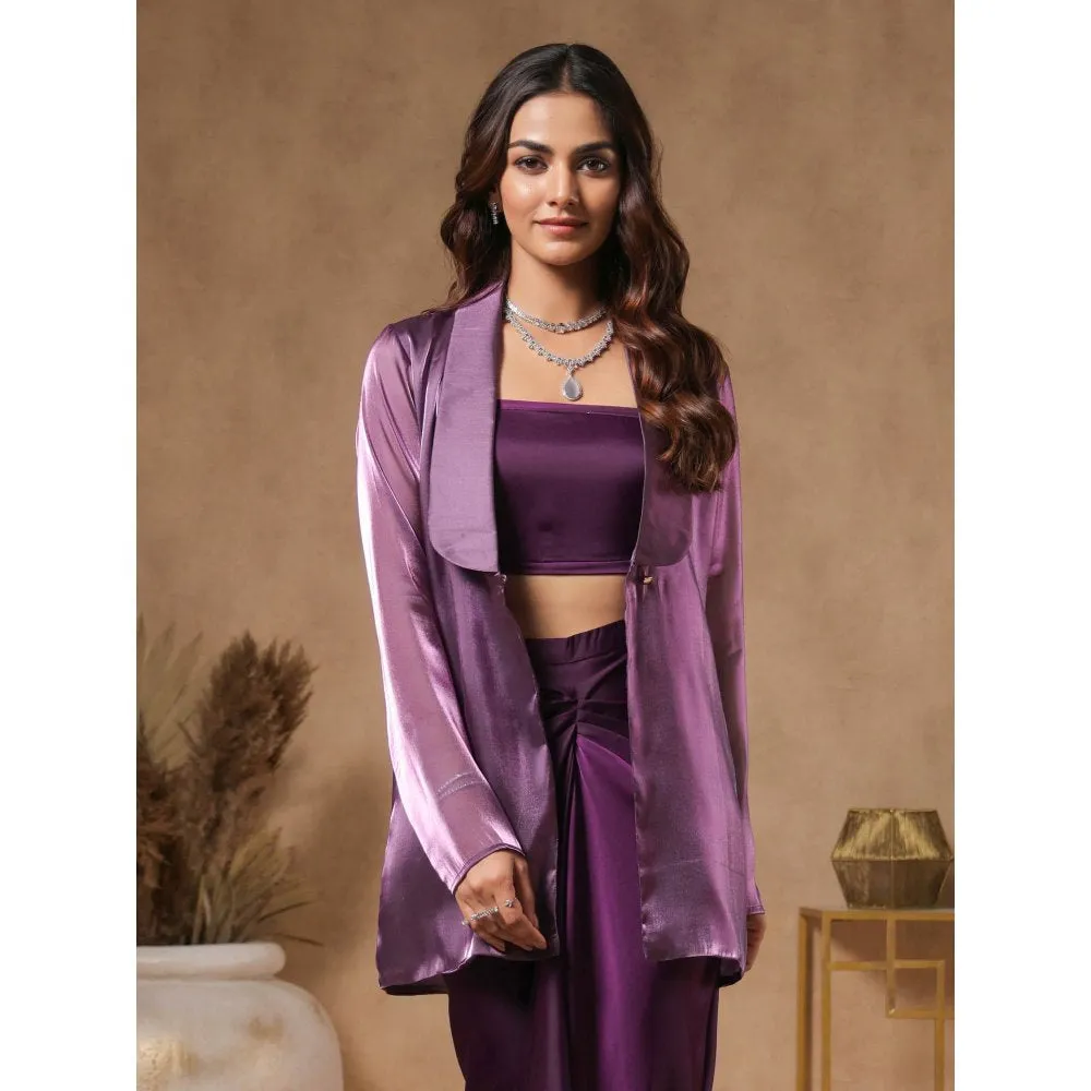 B'Infinite Royal Amethyst Blazer With Bralette (Set of 2)