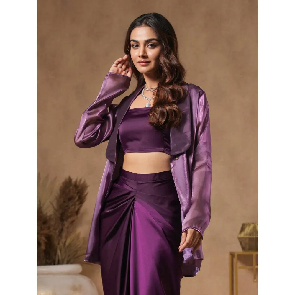 B'Infinite Royal Amethyst Blazer With Bralette (Set of 2)