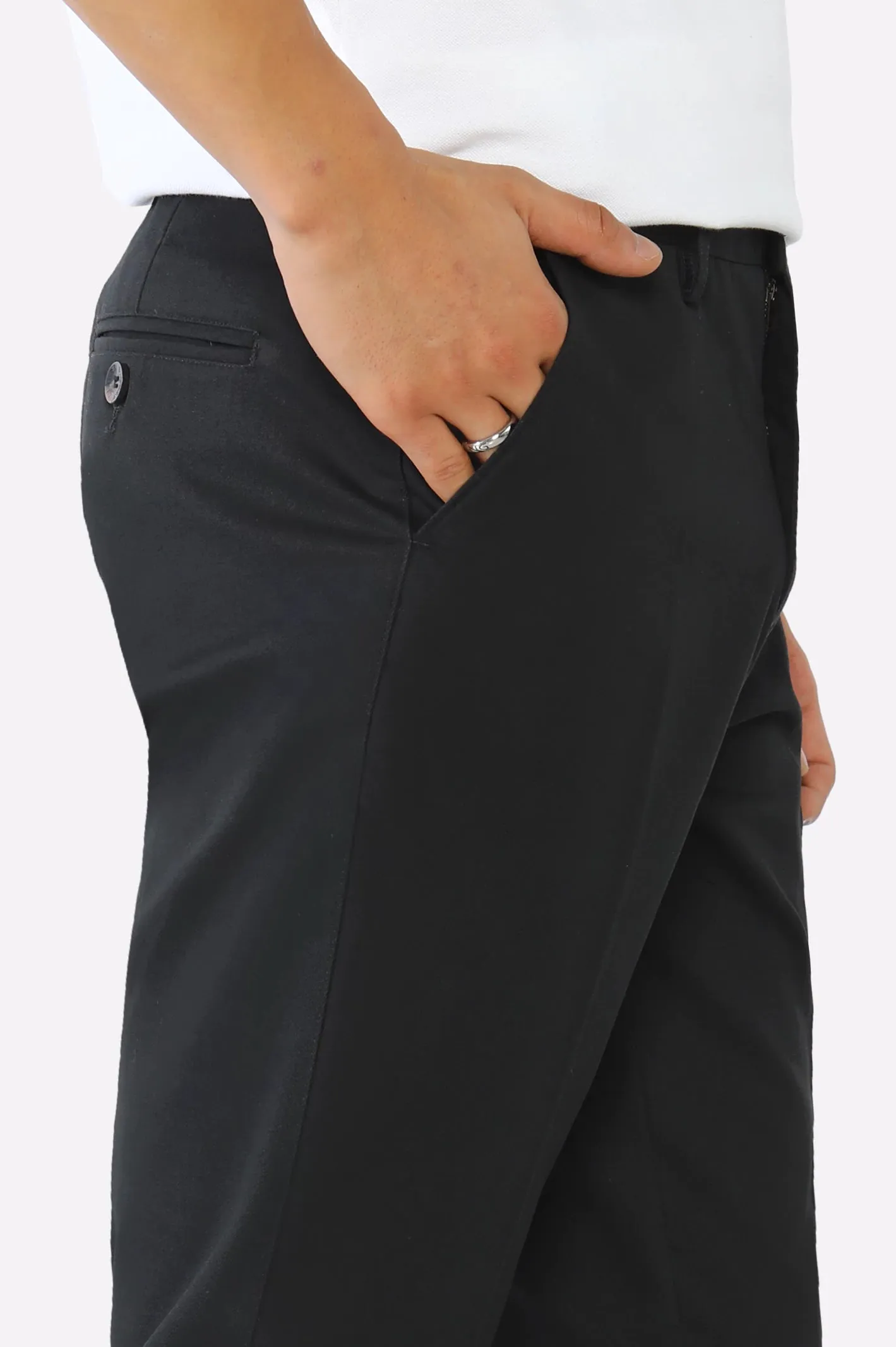 Black Smart Fit Cotton Trouser