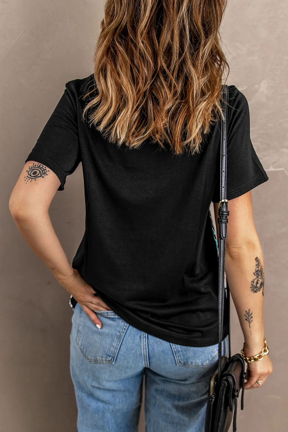Blue Leopard Pocket Short Sleeve Top