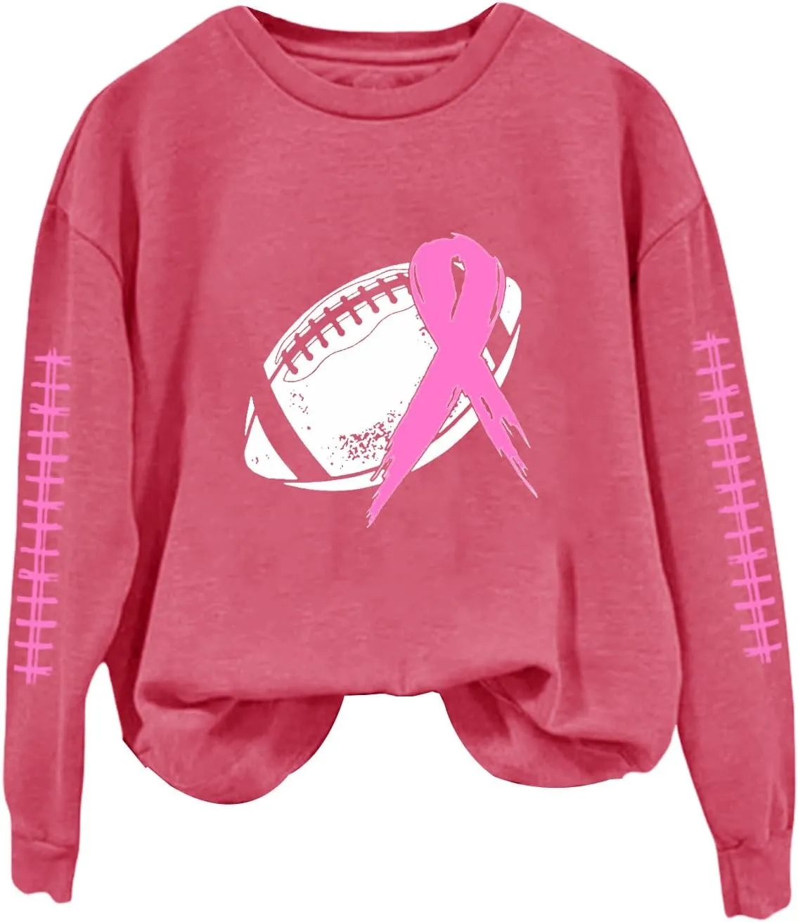 Breast Cancer Awareness Hoodies for Women Pink Ribbon Pullover Hoodie Football Sweatshirts Long Sleeve Oversized Tops