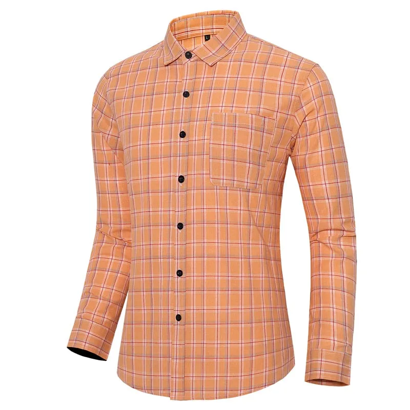 BWG Men's Fashion Classic Trendy Business Casual Long Sleeves Plaid Dress Shirt