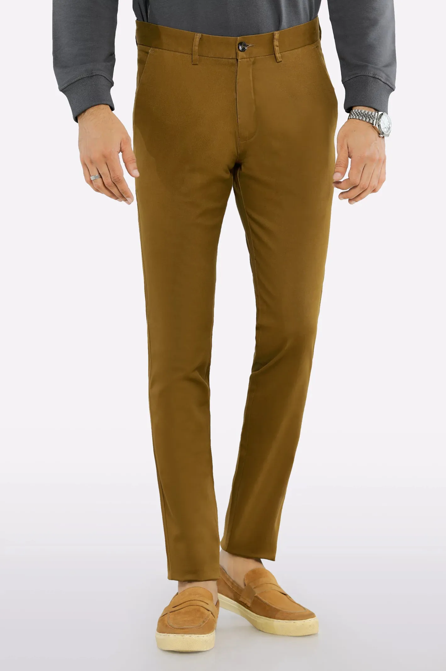 Camel Slim Fit Cotton Chino