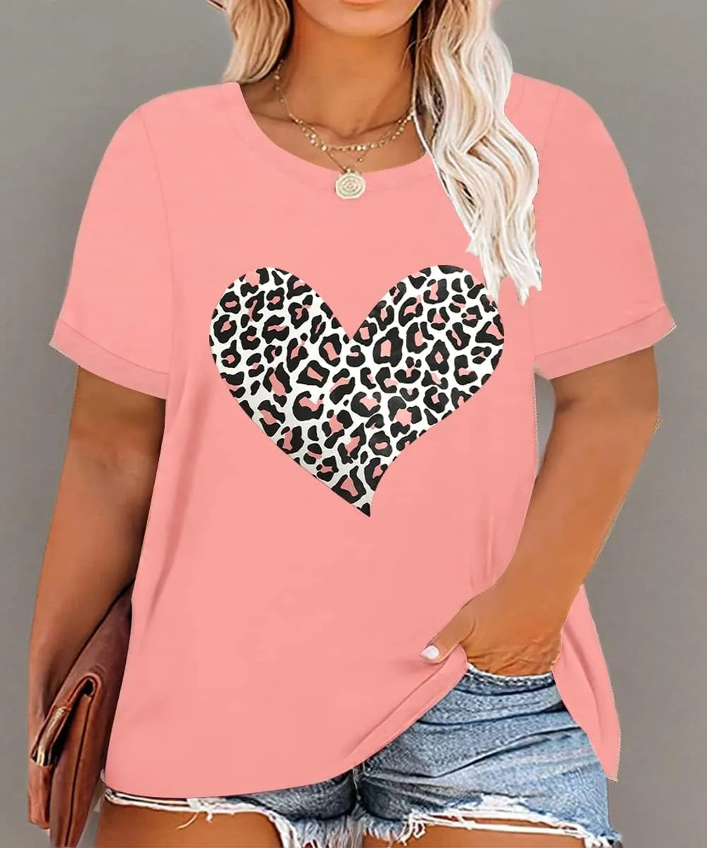 CARCOS Plus Size Tops for Women Button Up Henley Shirts Short Sleeve Summer T-Shirts V/Crewneck Casual Trendy Tunics XL-5XL
