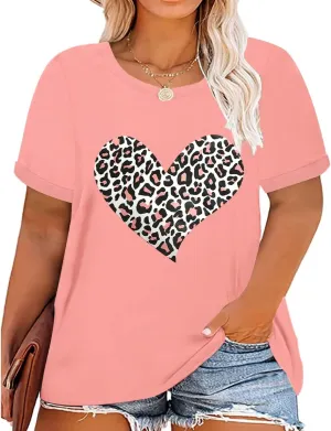 CARCOS Plus Size Tops for Women Button Up Henley Shirts Short Sleeve Summer T-Shirts V/Crewneck Casual Trendy Tunics XL-5XL
