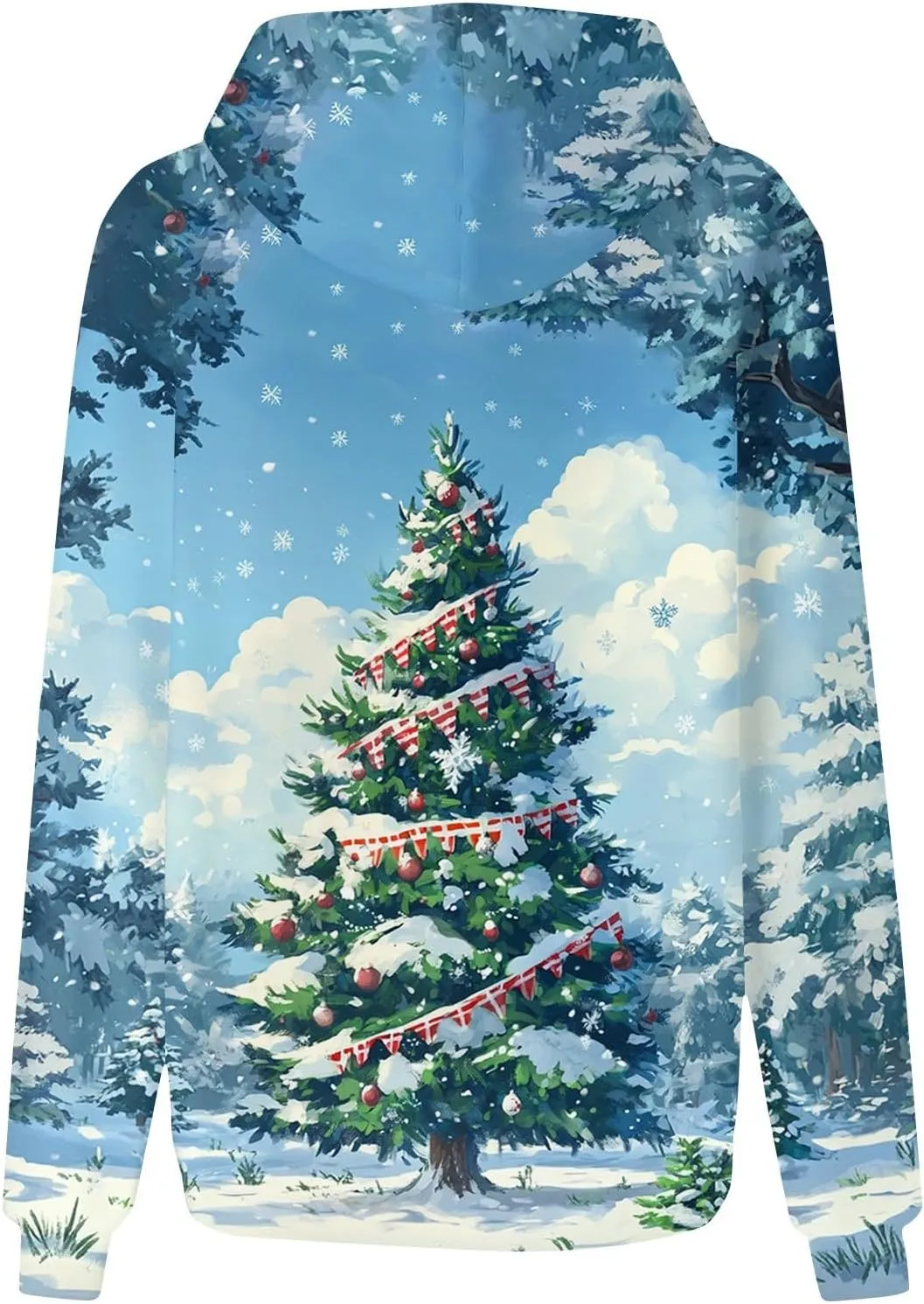 Christmas Sweatshirts For Women Trendy Oversized Hoodies Drawstring Long Sleeve Christmas Graphic Hoodies Lightweight