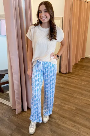 Claire Blue Print Sleep Pants