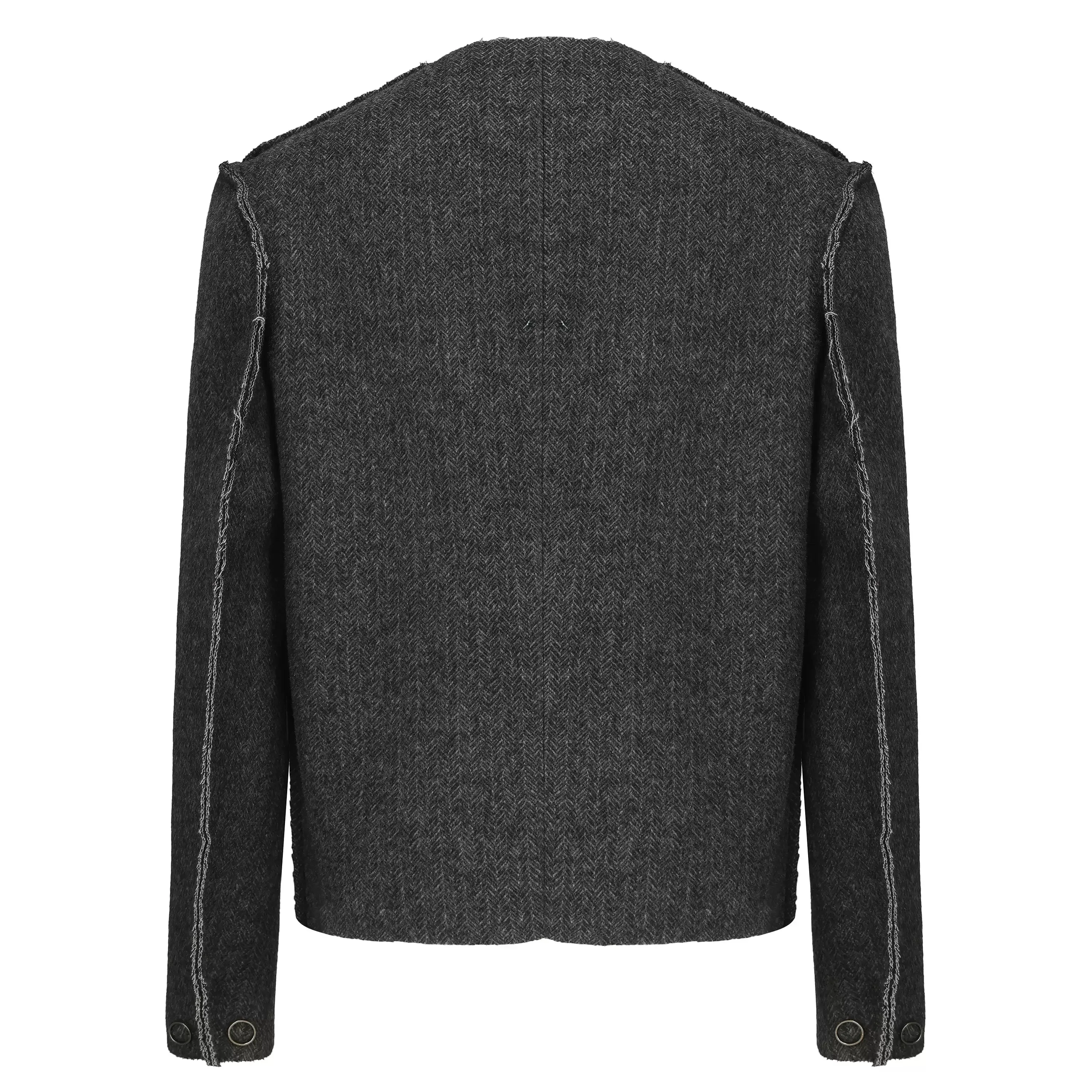 Classic Gray Superfine Wool Heavyweight Rose Bloodline Cropped Jacket