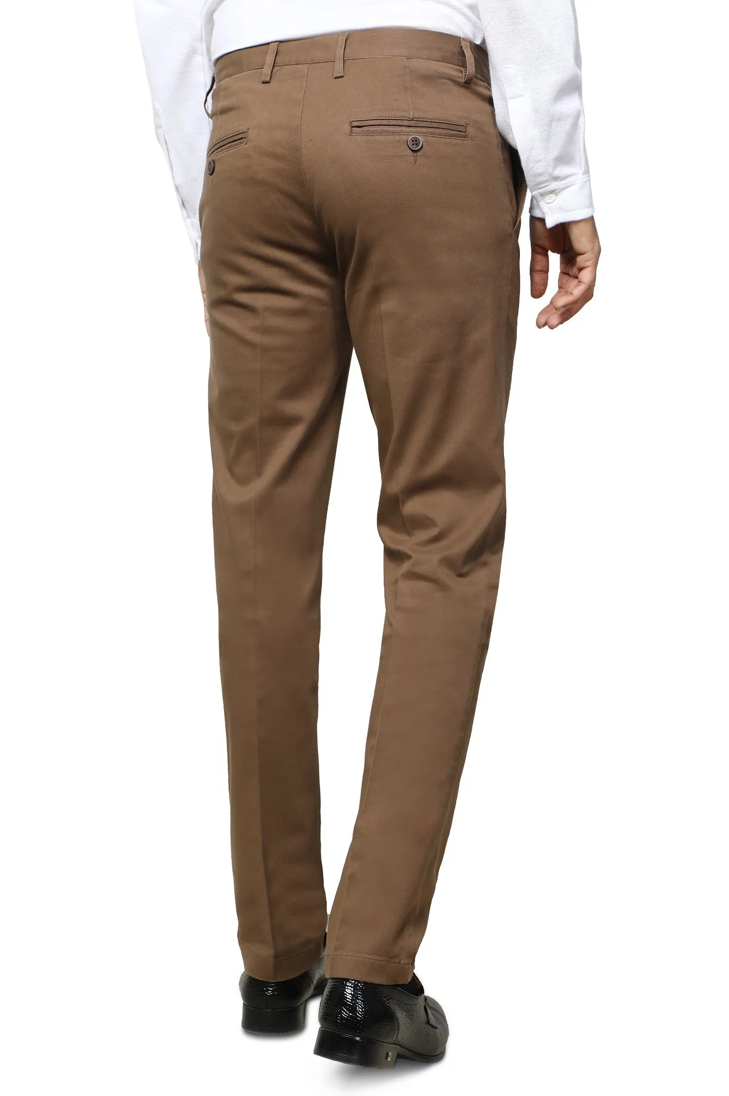 Coffee Brown Cotton Smart Fit Trouser