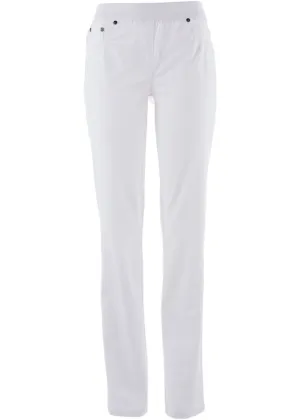 Cotton trousers without fasteners with a comfortable straight belt Bpc Bonprix Collection, white
