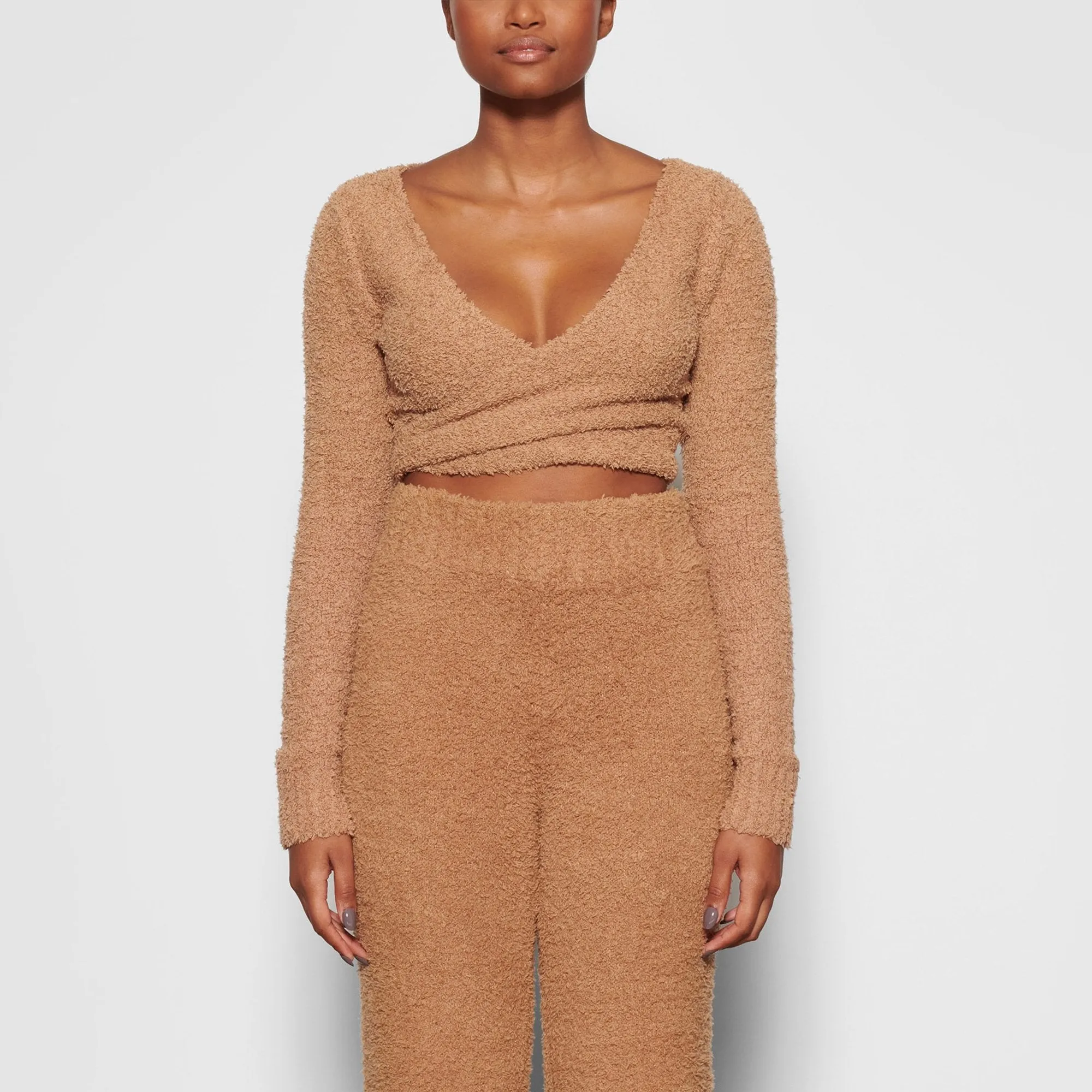 COZY KNIT WRAP TOP | CAMEL