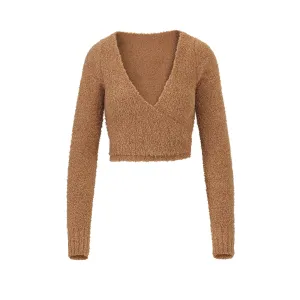COZY KNIT WRAP TOP | CAMEL