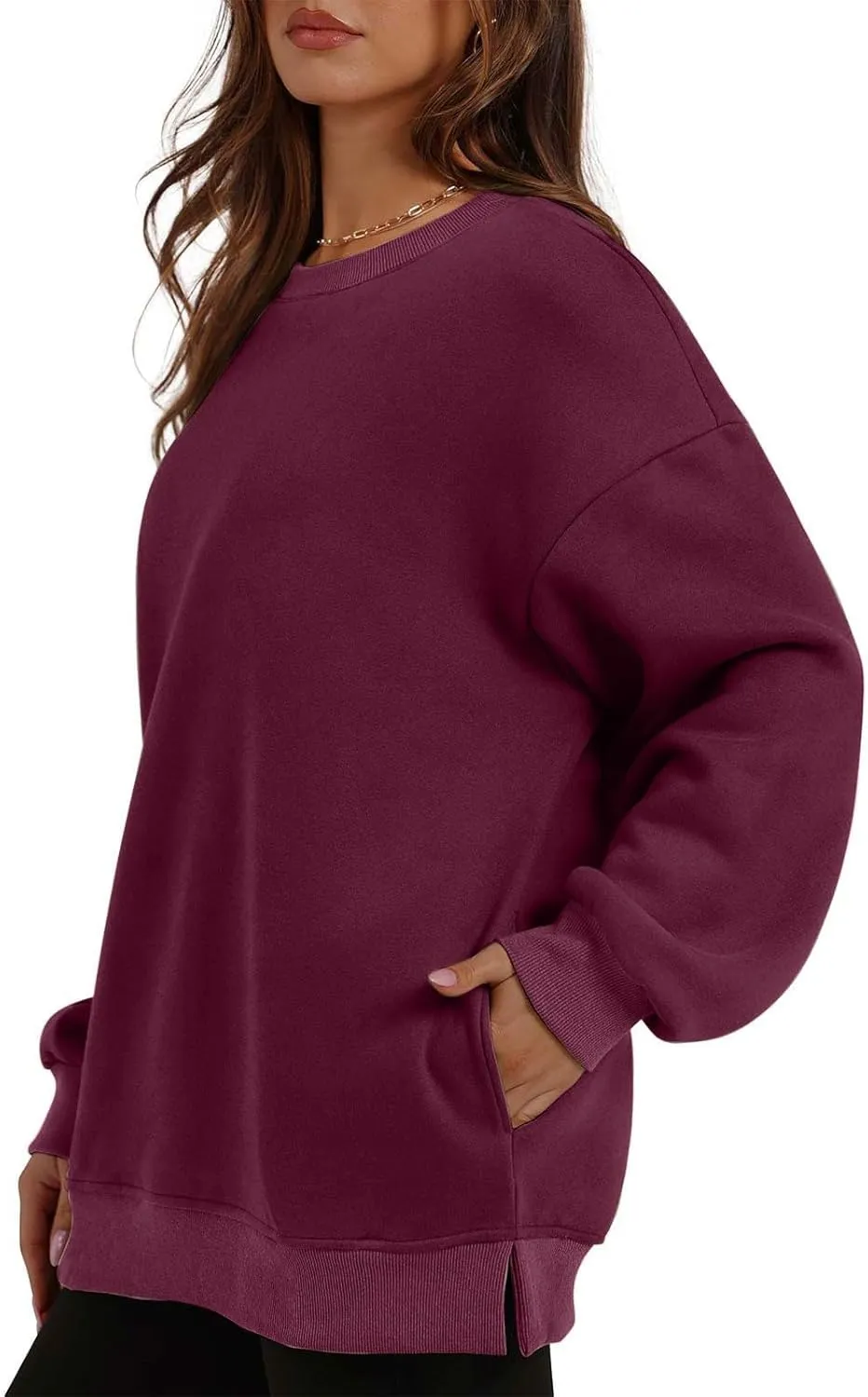 Crewneck Sweatshirts Womens Fall Fashion 2024 Long Sleeve Tops Pullover Casual Cute Loose Winter Clothes with Pocket