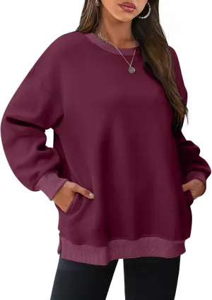 Crewneck Sweatshirts Womens Fall Fashion 2024 Long Sleeve Tops Pullover Casual Cute Loose Winter Clothes with Pocket