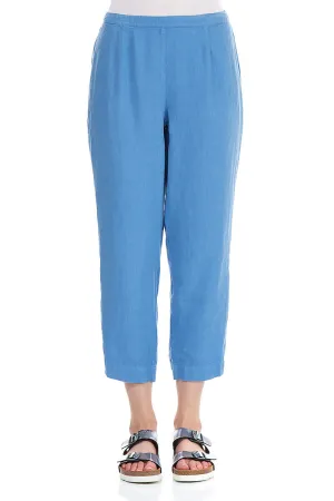 Cropped Cornflower Linen Trousers