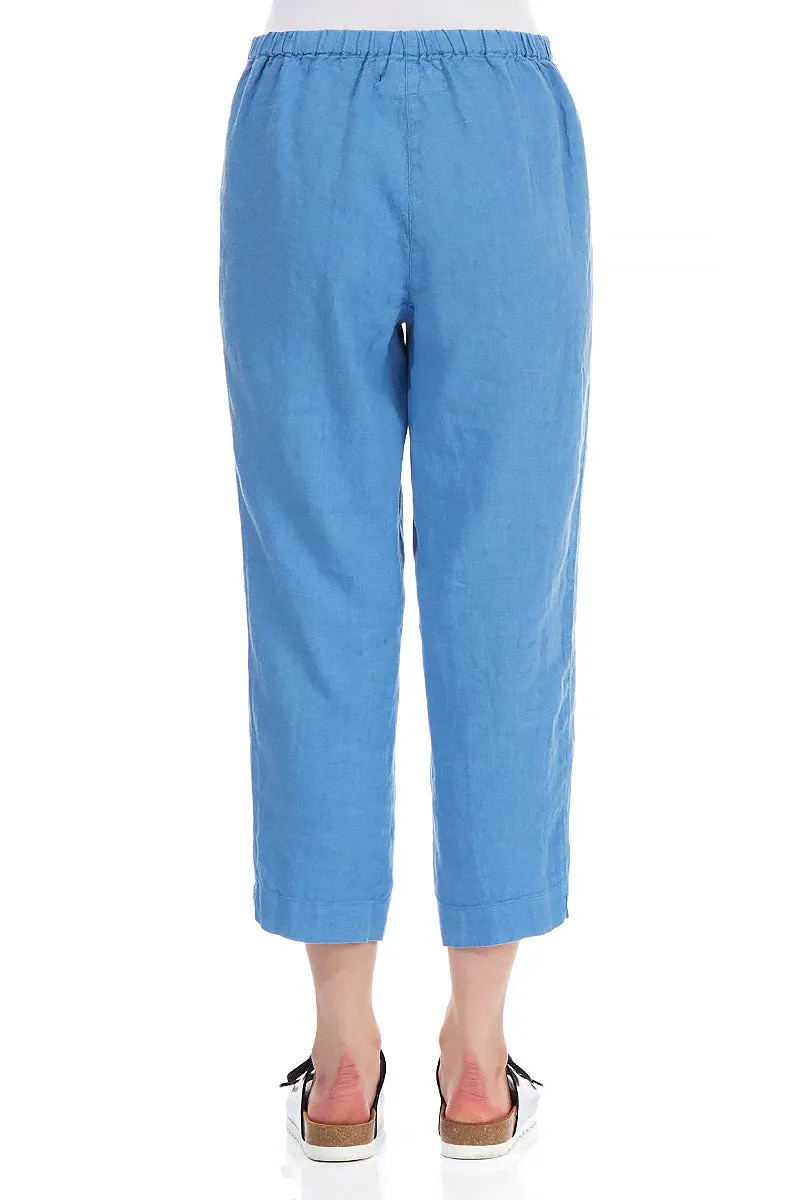 Cropped Cornflower Linen Trousers