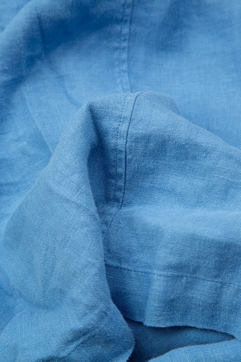 Cropped Cornflower Linen Trousers
