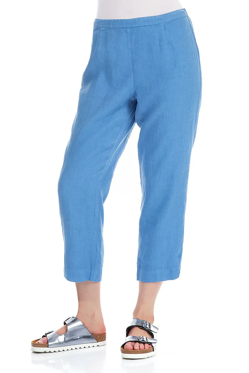Cropped Cornflower Linen Trousers