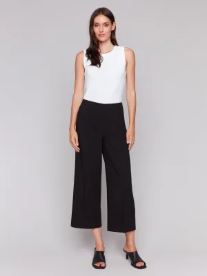 Cropped Wide Leg Pants - Black