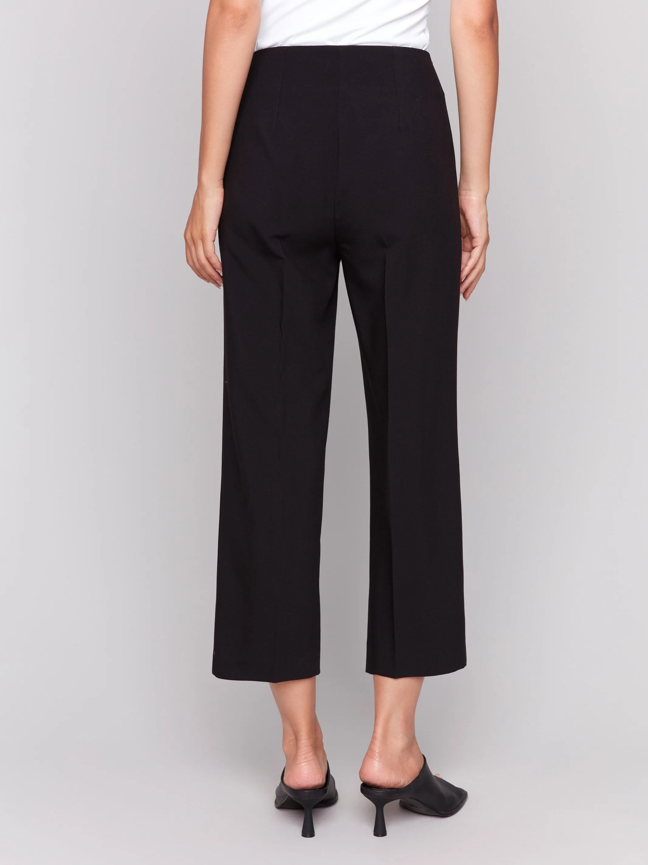 Cropped Wide Leg Pants - Black