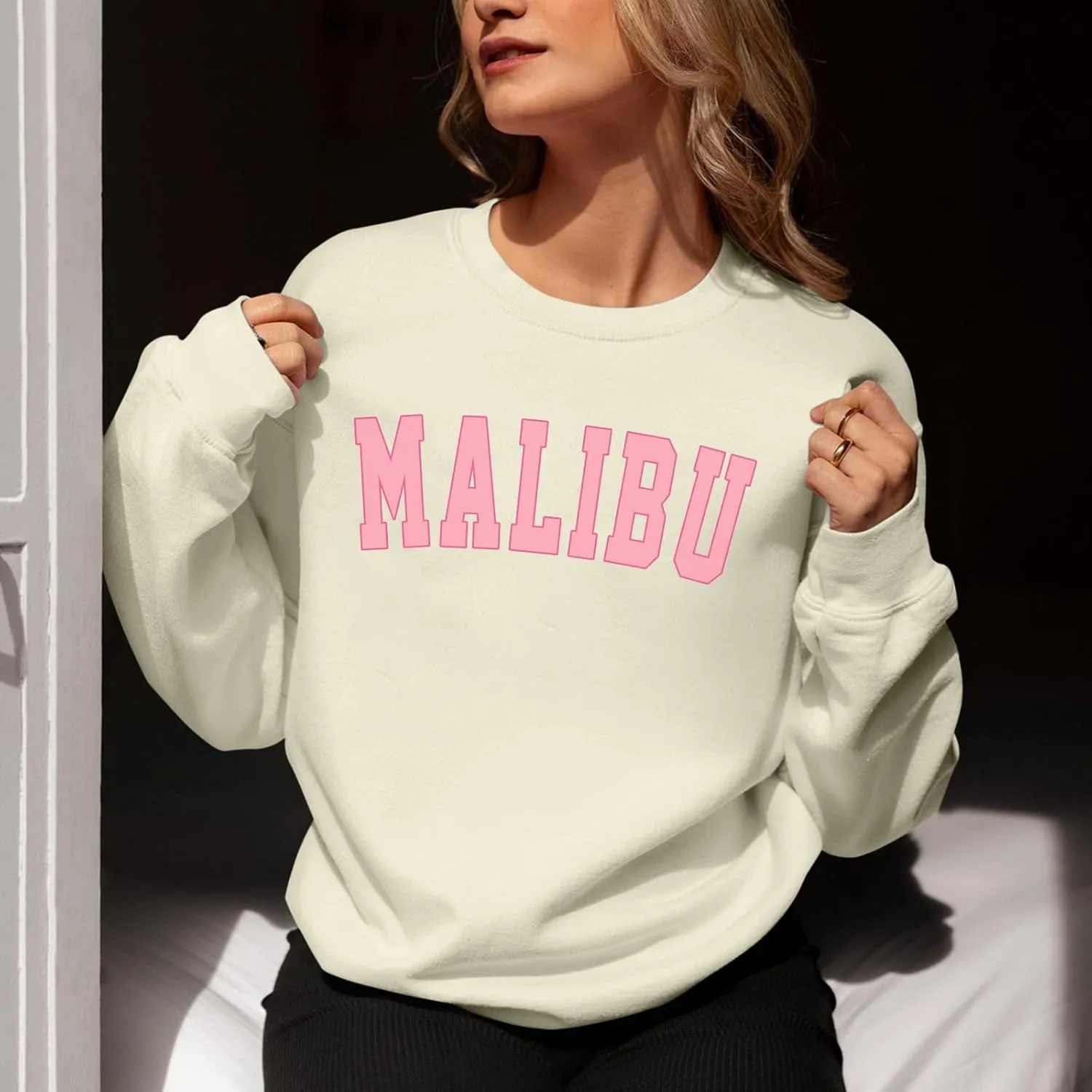 Cute Graphic Preppy Sweatshirts for Teen Girls Oversized Aesthetic Hoodies Trendy Crewneck Long Sleeve Shirts Tops