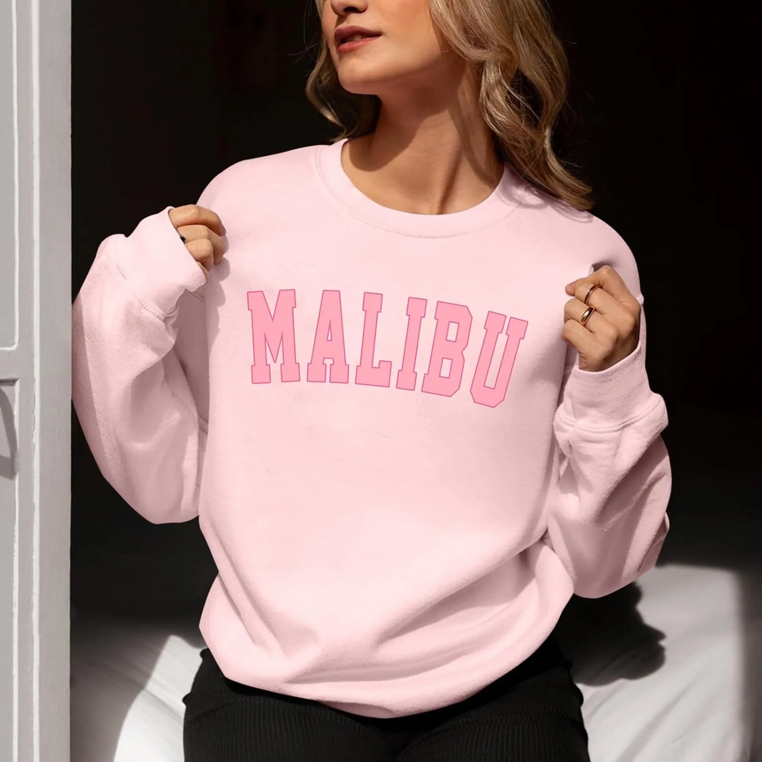 Cute Graphic Preppy Sweatshirts for Teen Girls Oversized Aesthetic Hoodies Trendy Crewneck Long Sleeve Shirts Tops