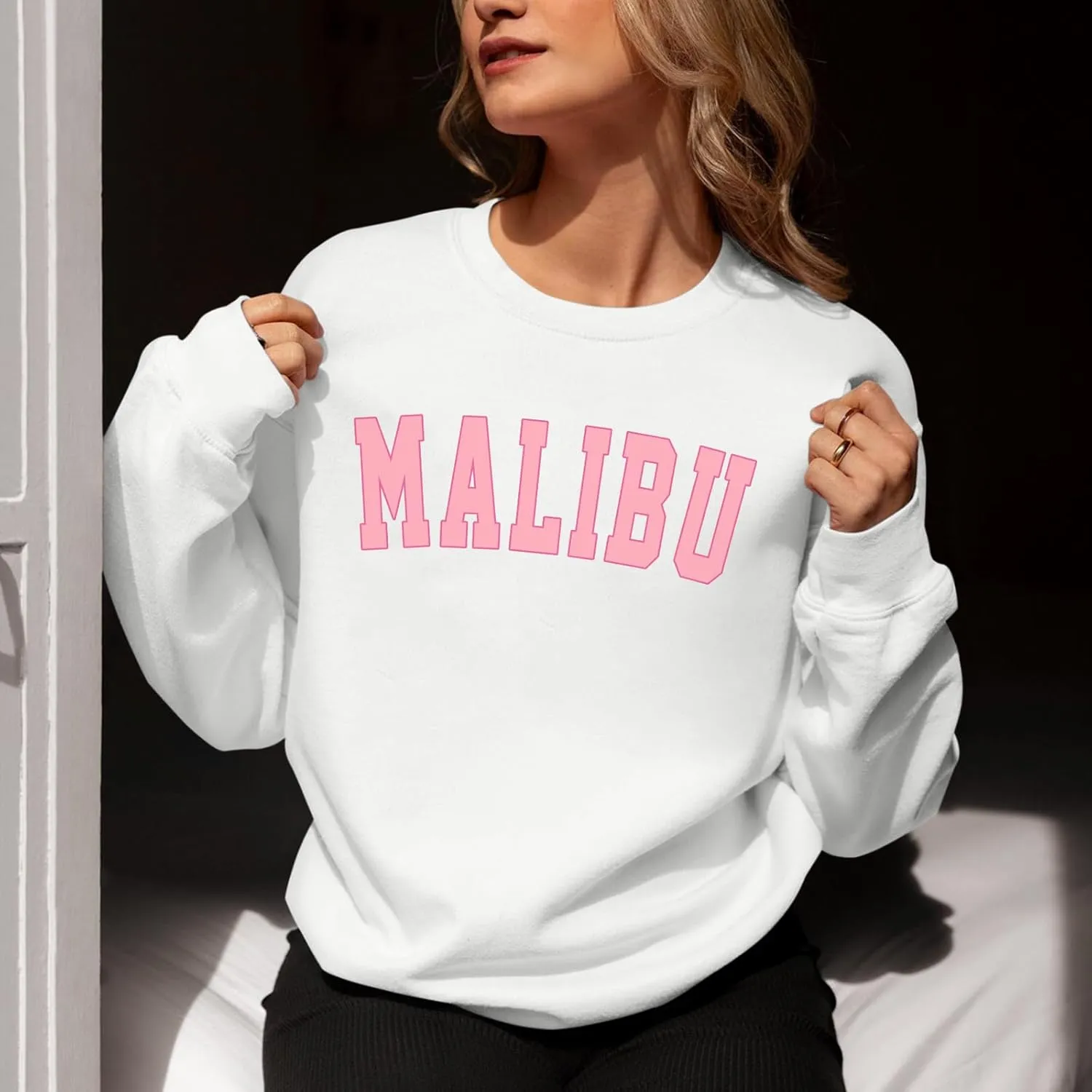 Cute Graphic Preppy Sweatshirts for Teen Girls Oversized Aesthetic Hoodies Trendy Crewneck Long Sleeve Shirts Tops