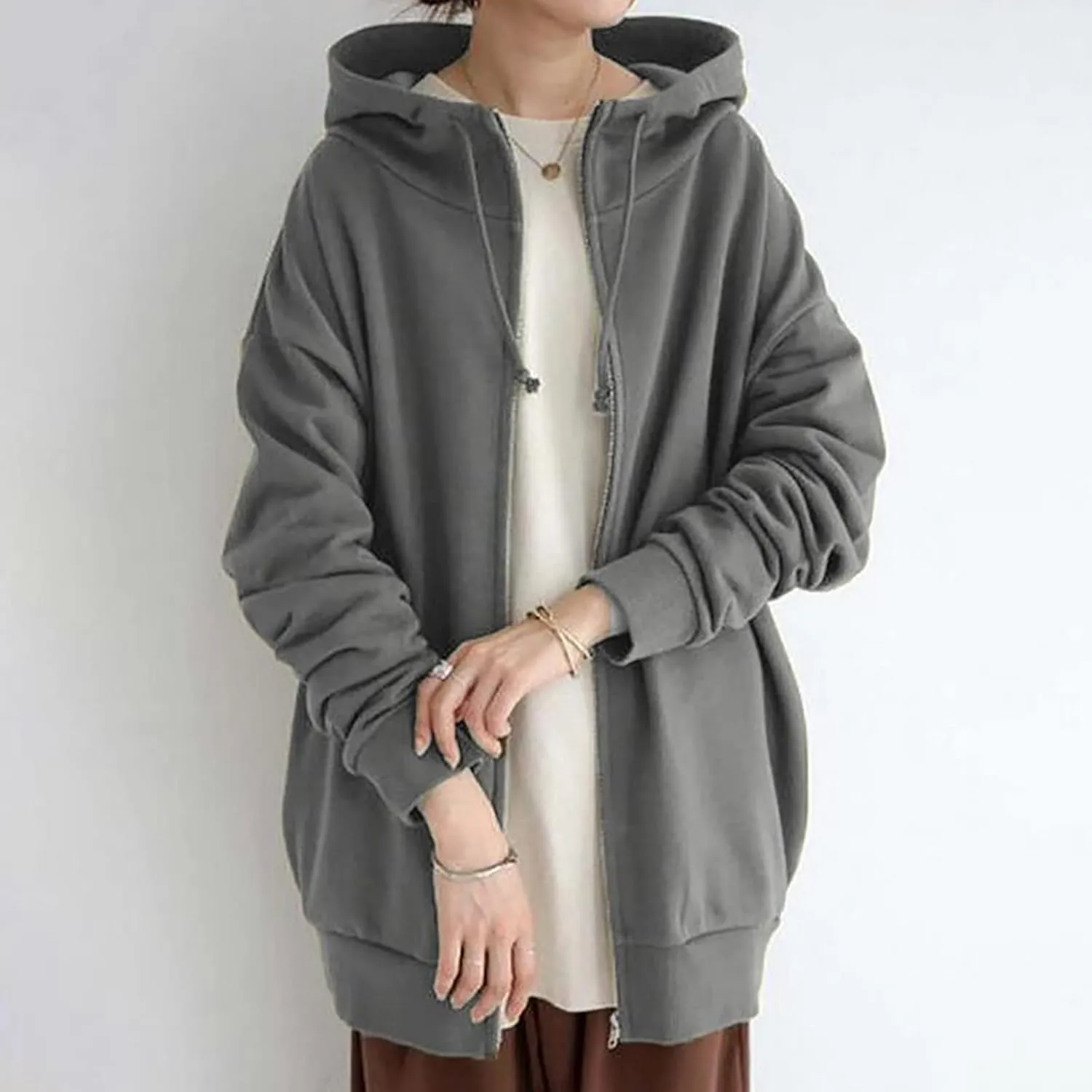 DASAYO Womens Long Oversized Hoodies Plus Size Pullover Hooded Hem Top Sweater Sweatshirts Winter Ouffits with Slit Pockets