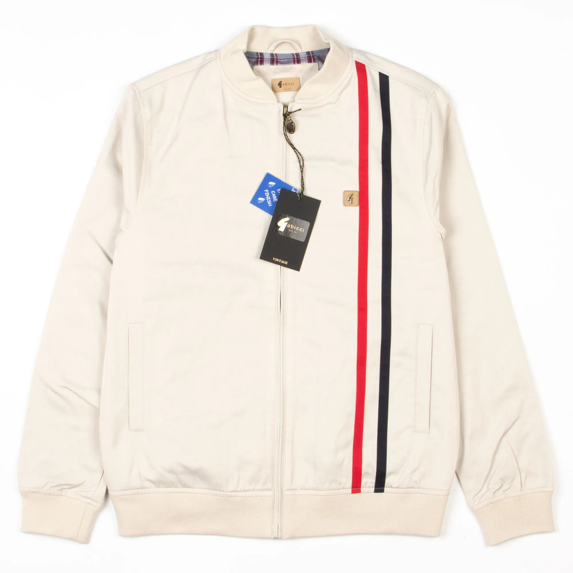 Gabicci - Griffin Jacket - 60s Mod Racer Striped Jacket Cream