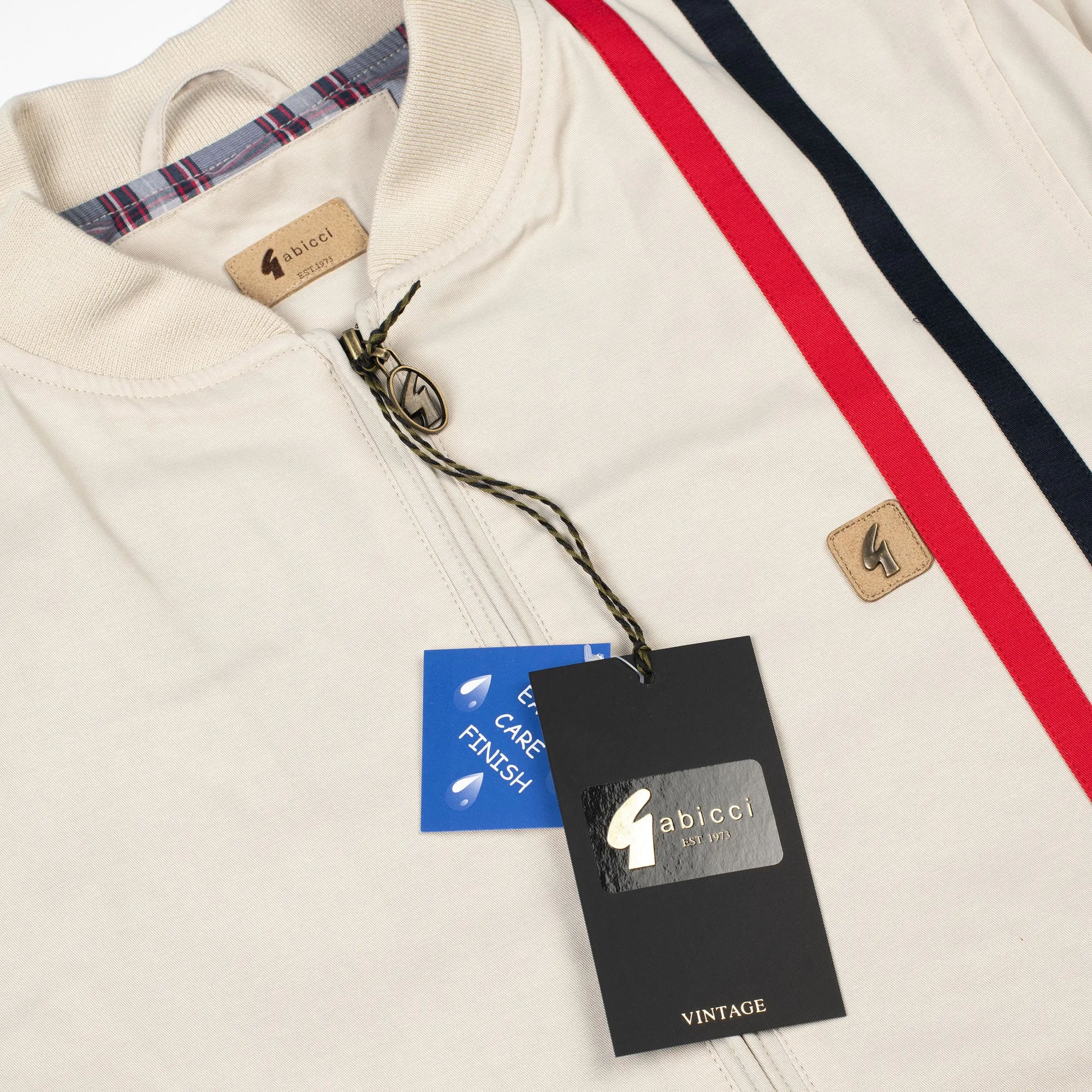 Gabicci - Griffin Jacket - 60s Mod Racer Striped Jacket Cream